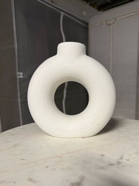 Target White Circular Donut Ceramic Vase